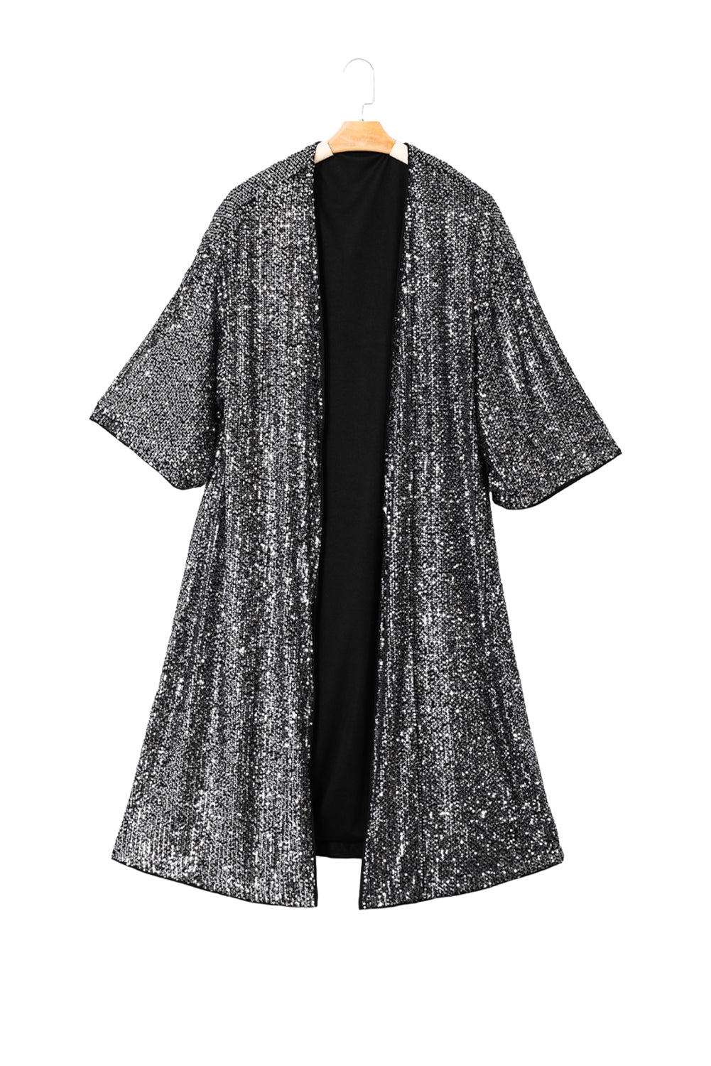 Silvery Sequin 3/4 Sleeve Kimono Kimonos JT's Designer Fashion