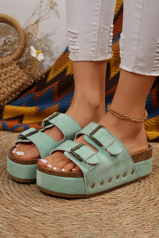 Suede Buckle Decor Footbed Sandal Slippers Slippers JT's Designer Fashion
