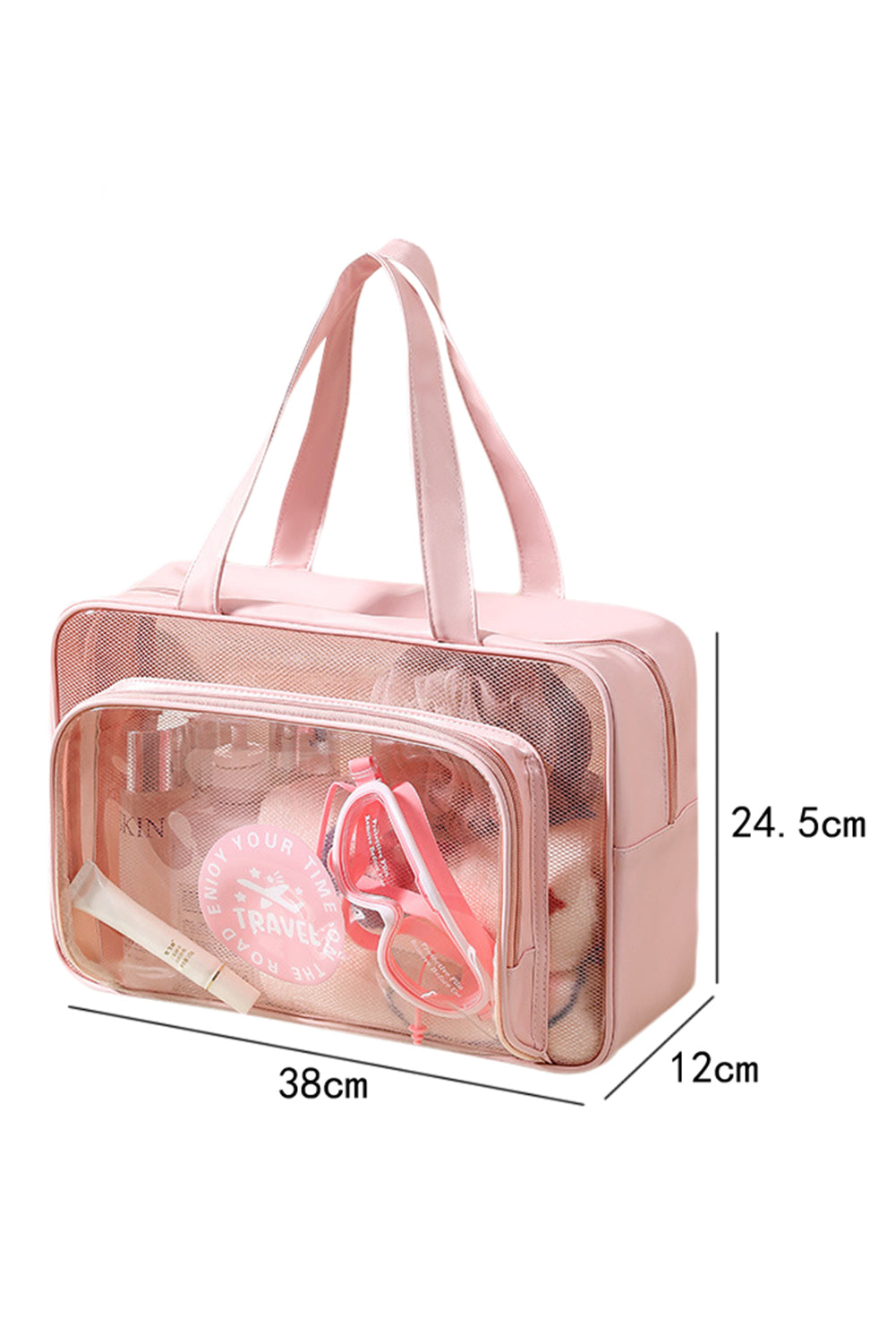 Pink Waterproof Multi Pockets Transparent Travel Makeup Bag Makeup Bags JT's Designer Fashion