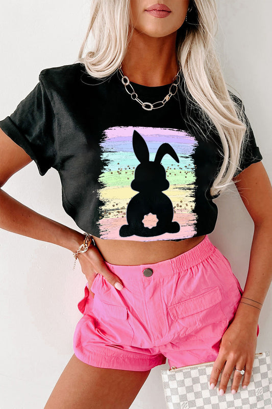 Black Rainbow Splash Easter Rabbit Graphic Tee Graphic Tees JT's Designer Fashion
