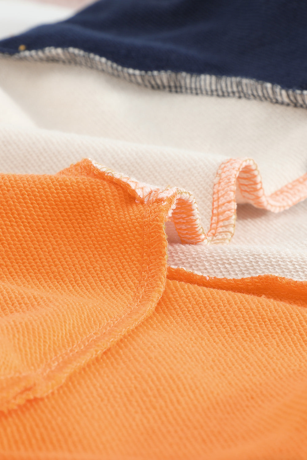 Colorblock Orange Contrast Stitching Sweatshirt with Slits Sweatshirts & Hoodies JT's Designer Fashion