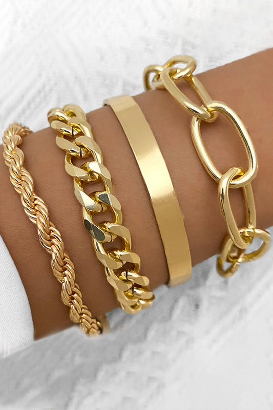 Gold 4pcs Chain Bracelet Set Jewelry JT's Designer Fashion