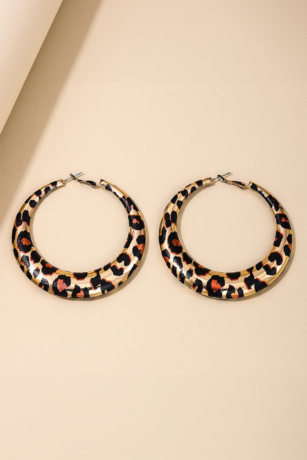 Brown Bold Leopard Ring Hoop Earrings Jewelry JT's Designer Fashion