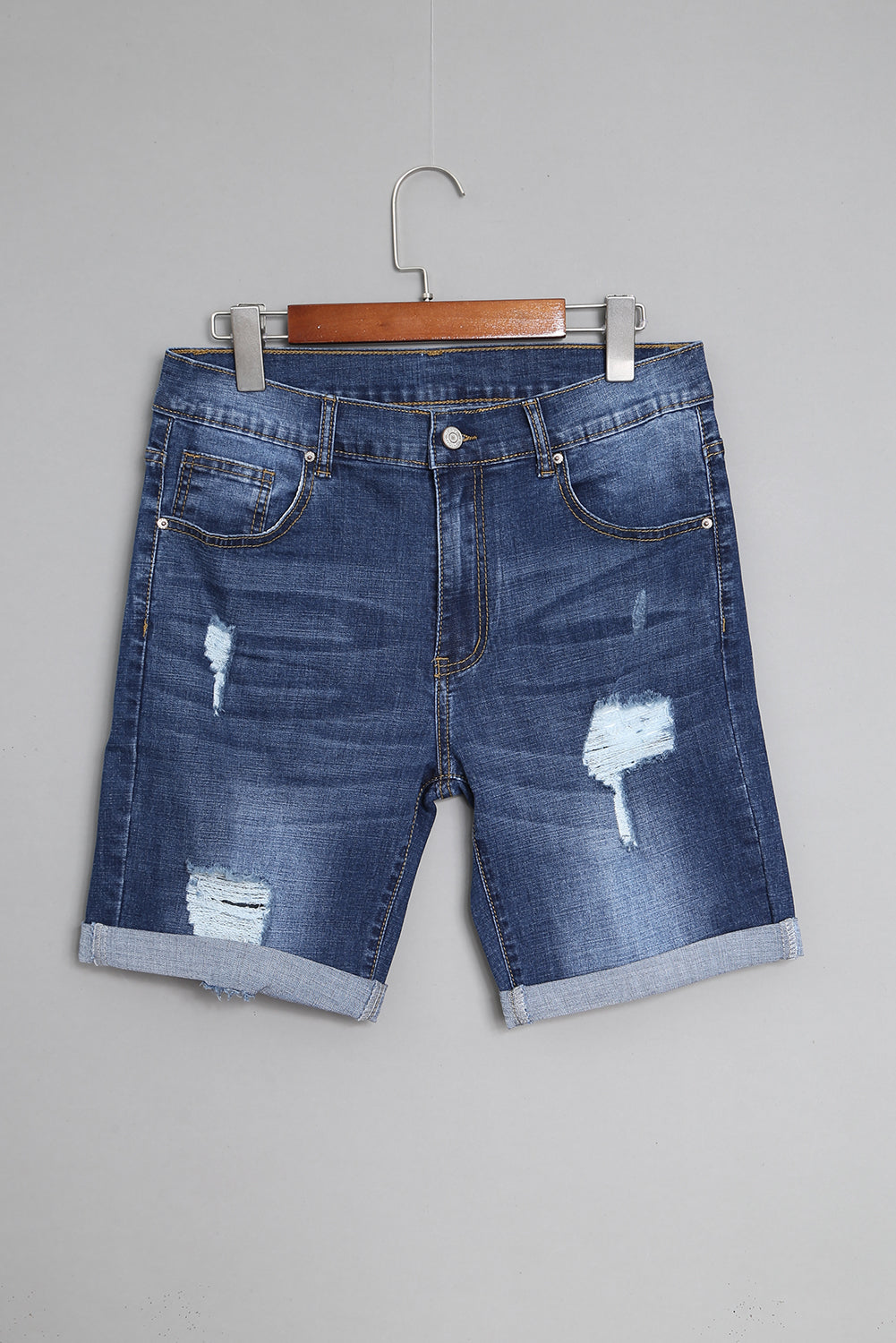 Blue Distressed Low-rise Men's Denim Shorts Men's Pants JT's Designer Fashion