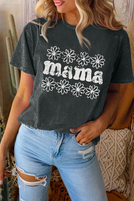 Black Flower mama Graphic Crewneck T Shirt Graphic Tees JT's Designer Fashion