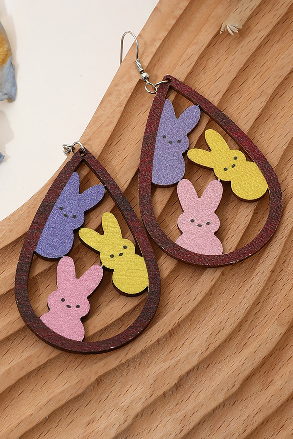 Brown Waterdrop Shape Easter Bunny Hook Earrings Jewelry JT's Designer Fashion