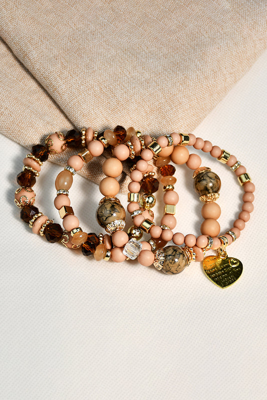 Pink Ball Heart Gemstone Beaded Bracelets Jewelry JT's Designer Fashion