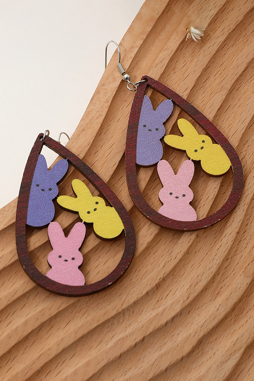 Brown Waterdrop Shape Easter Bunny Hook Earrings Jewelry JT's Designer Fashion