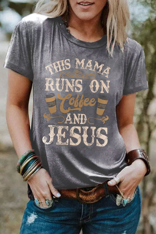Gray Coffee And Jesus Graphic T-Shirt Graphic Tees JT's Designer Fashion