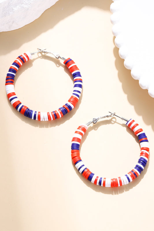 Fiery Red Patriotic Multicolored Bead Hoop Earrings Jewelry JT's Designer Fashion