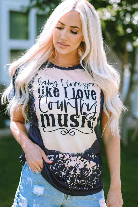Black Baby I Love You Like I Love t Country music Graphic Tee Graphic Tees JT's Designer Fashion