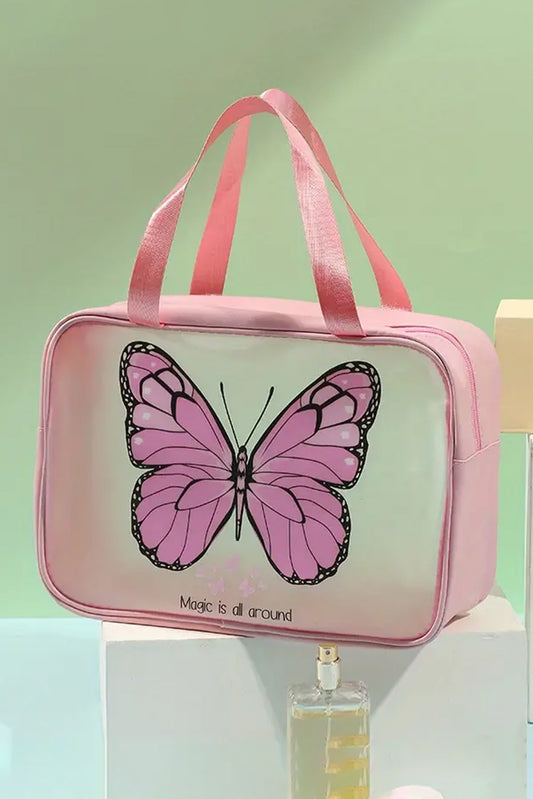 Pink Magic is all around Butterfly Printed Storage Bag Makeup Bags JT's Designer Fashion