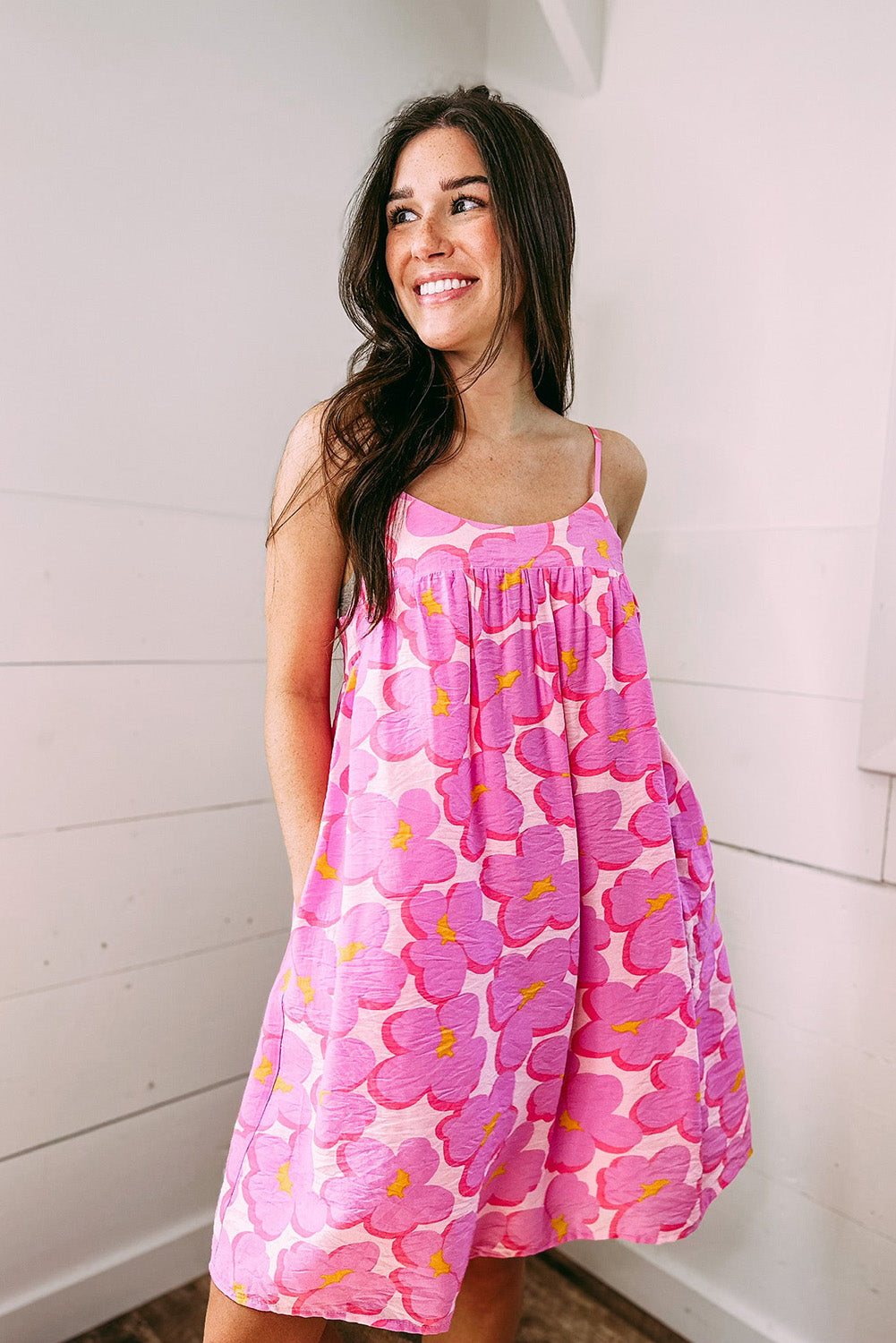 Pink Sweet Floral Flared Tank Dress Pre Order Dresses JT's Designer Fashion