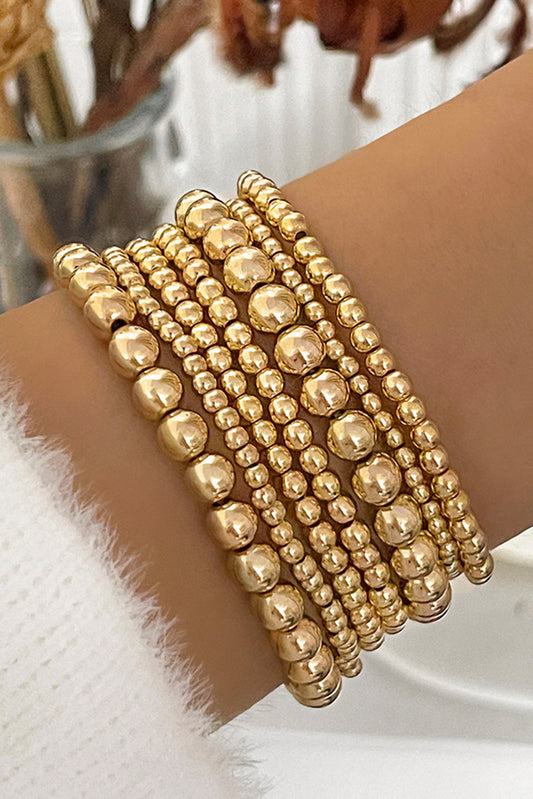 Gold 7pcs/Set Minimalist Beaded Luxury Bracelet Set Jewelry JT's Designer Fashion