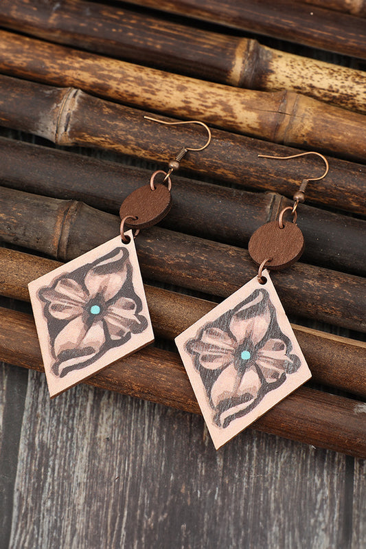 DUNE Western Floral Wooden Dangle Earrings Jewelry JT's Designer Fashion