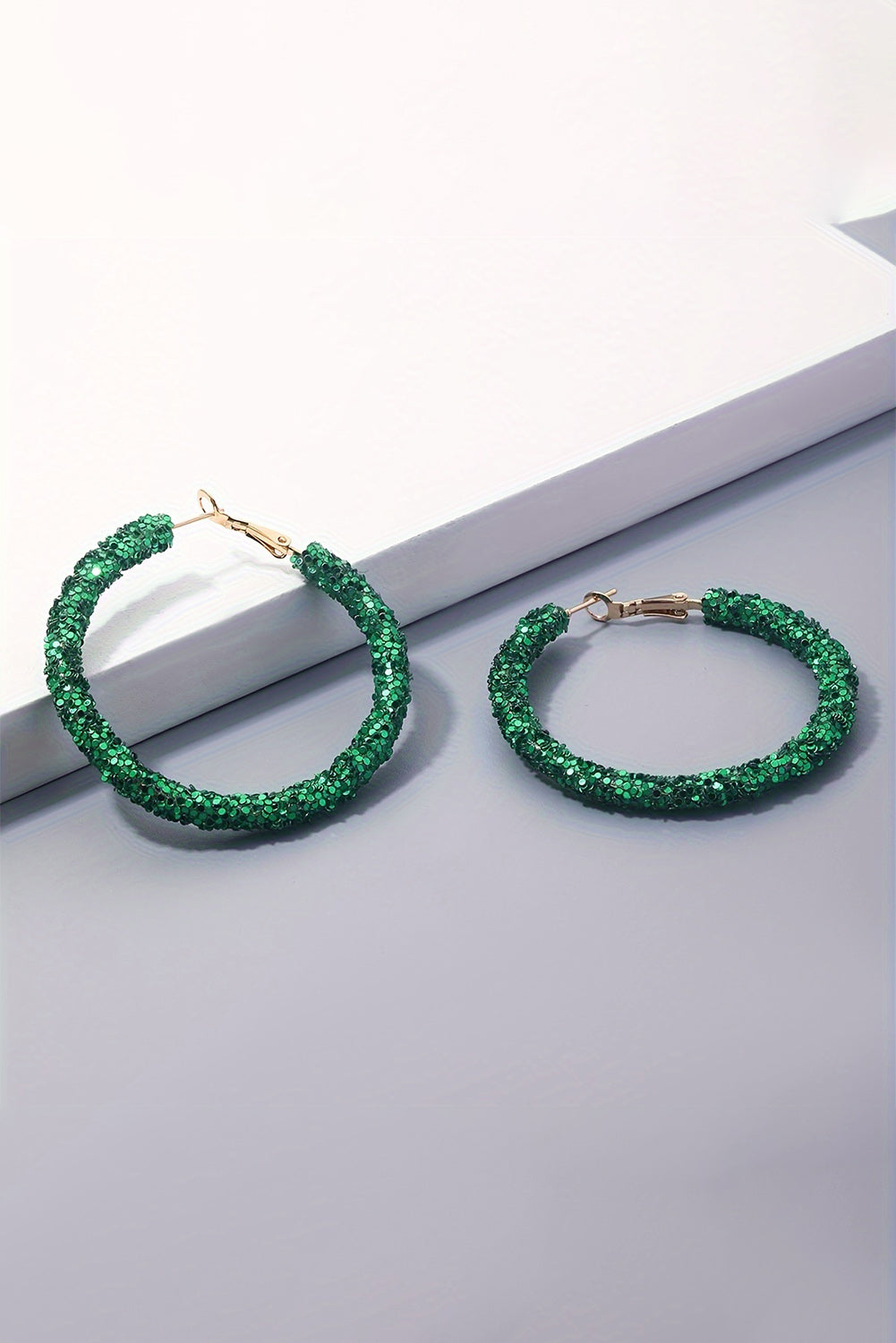 Dark Green St. Patricks Fashion Daring Sequin Loop Earrings Jewelry JT's Designer Fashion