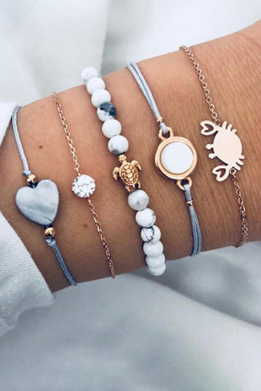Heart Crab Tortoise Beaded Bracelet Set Jewelry JT's Designer Fashion