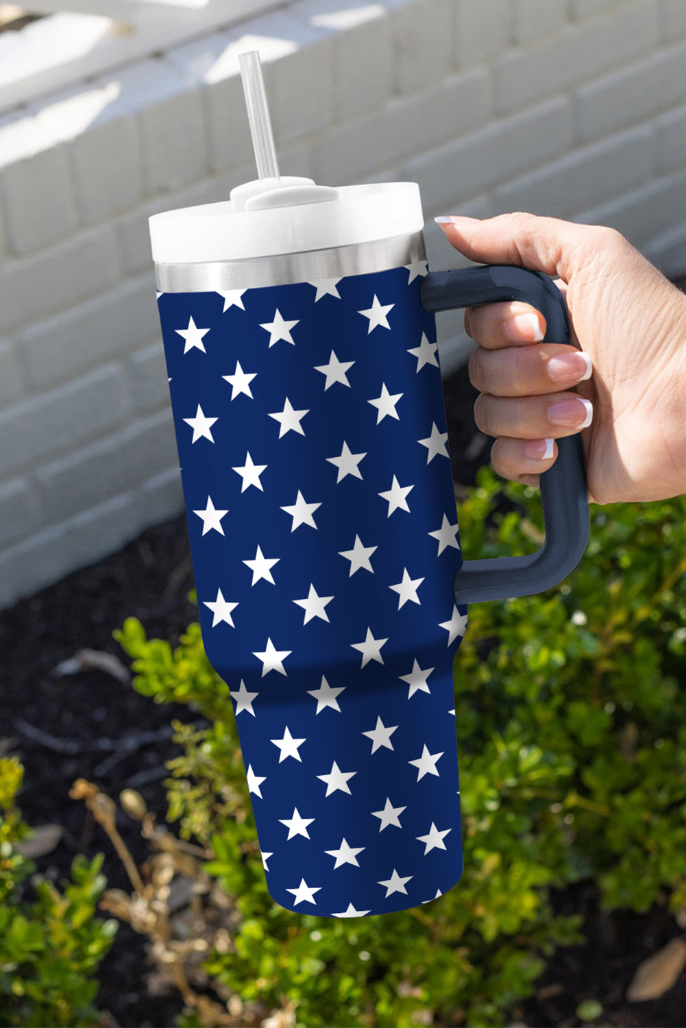 Sail Blue Star Printed Thermos Cup with Handle 40oz Tumblers JT's Designer Fashion