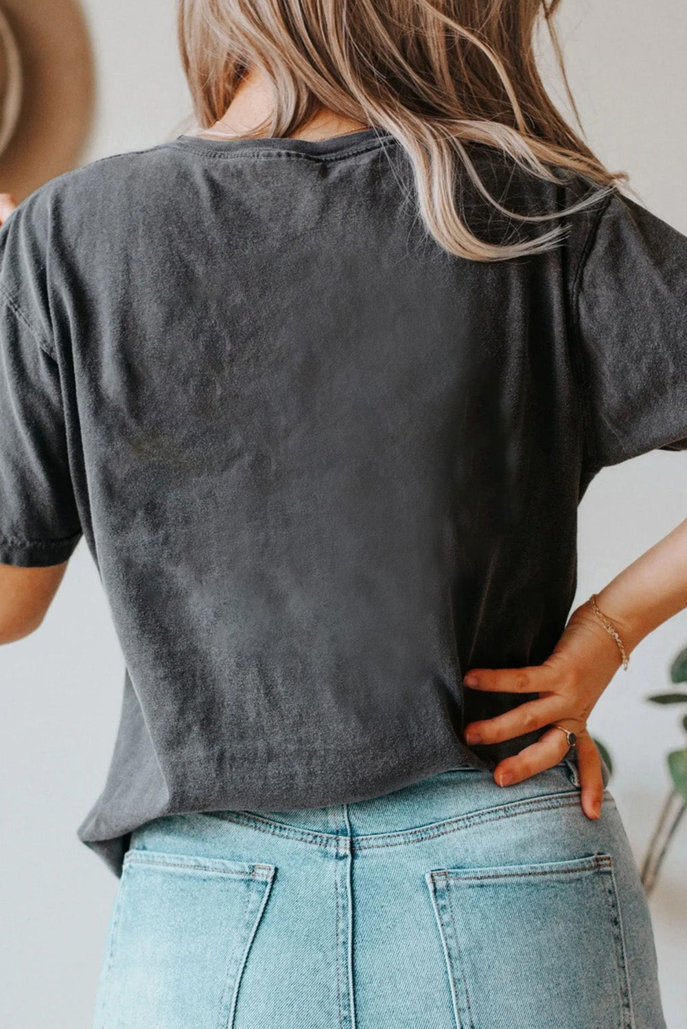 Black Wild West Western Pattern Print Mineral Wash T Shirt Graphic Tees JT's Designer Fashion