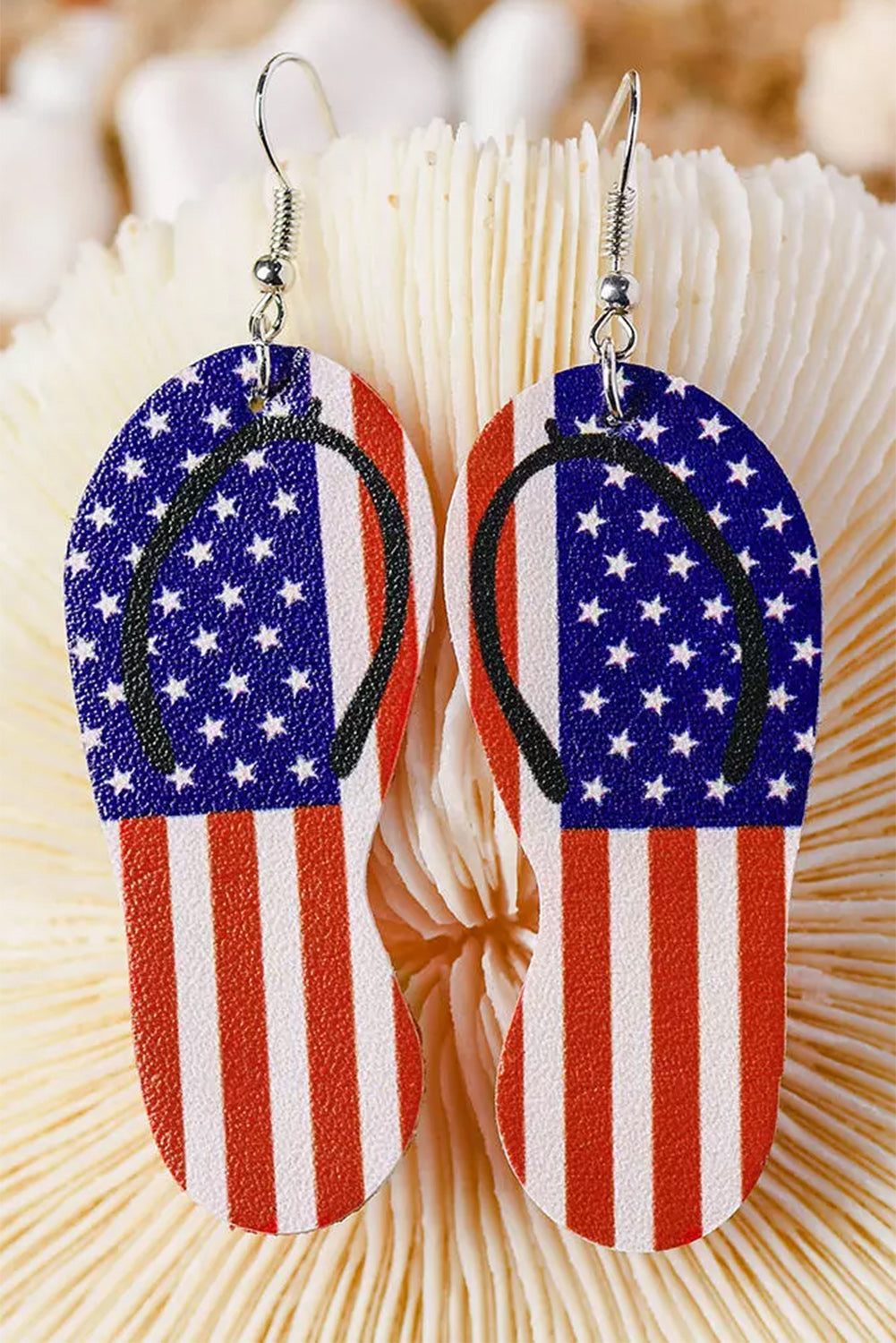 Blue American Flag Sandals Dangle Earrings Jewelry JT's Designer Fashion