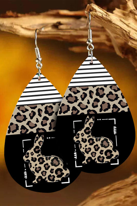 Leopard Bunny Striped Drop Earrings Jewelry JT's Designer Fashion