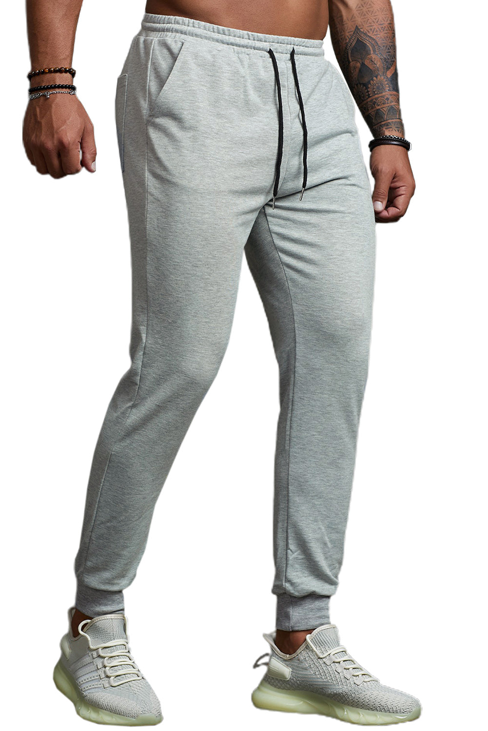 Gray Elastic Waist Men's Joggers Pants Men's Pants JT's Designer Fashion