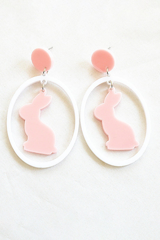 White Easter Colorblock Bunny Drop Earrings Jewelry JT's Designer Fashion