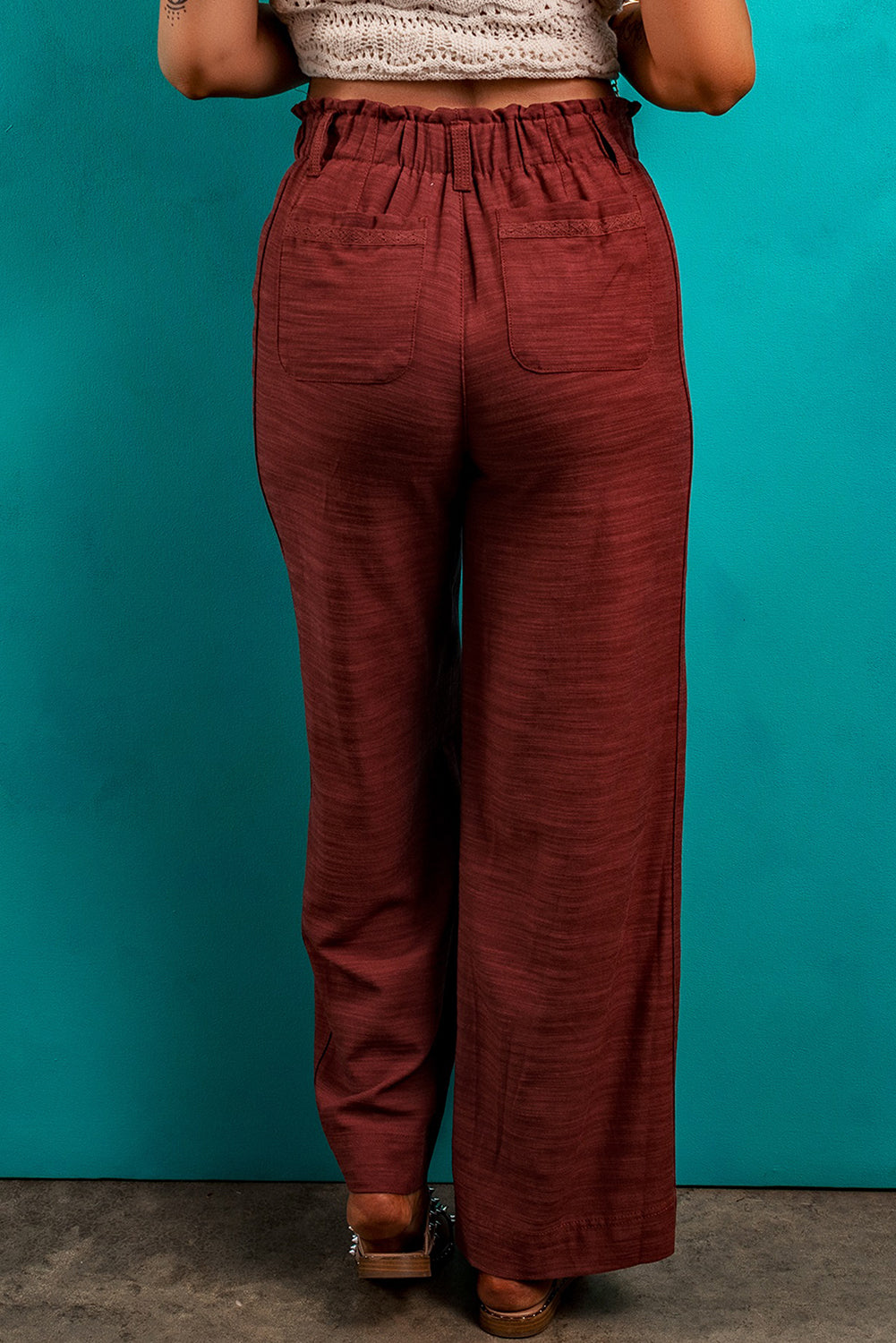 Red Dahlia Elastic Waist Pocketed Casual Straight Leg Pants Pre Order Bottoms JT's Designer Fashion