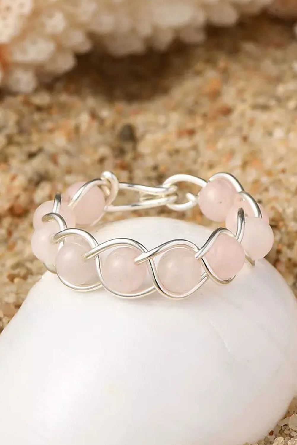Pink Gemstone Wrapped Braided Ring Jewelry JT's Designer Fashion
