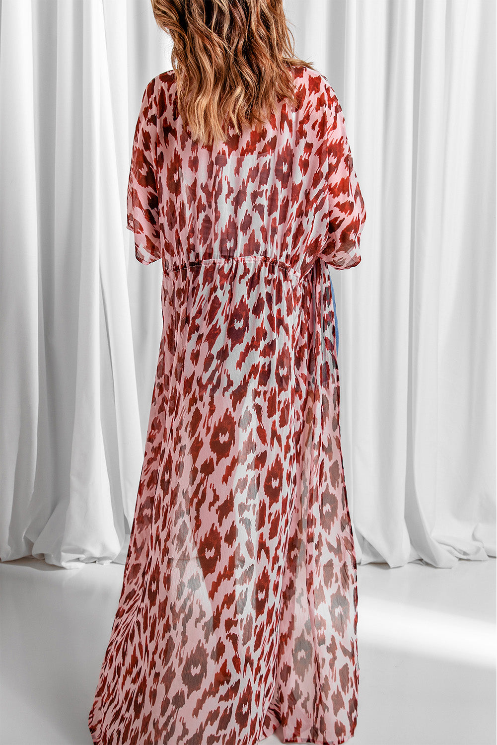 Pink Animal Print Maxi Kimono Kimonos JT's Designer Fashion