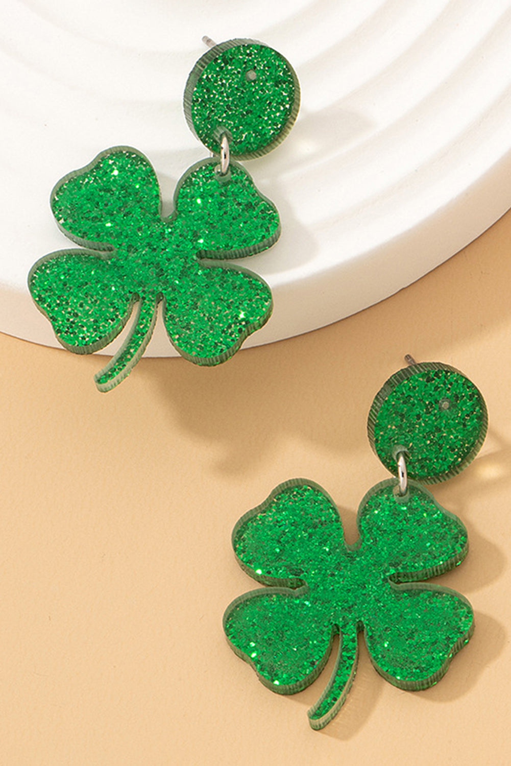 Blackish Green St Patricks Shamrock Shape Stud Earrings Jewelry JT's Designer Fashion