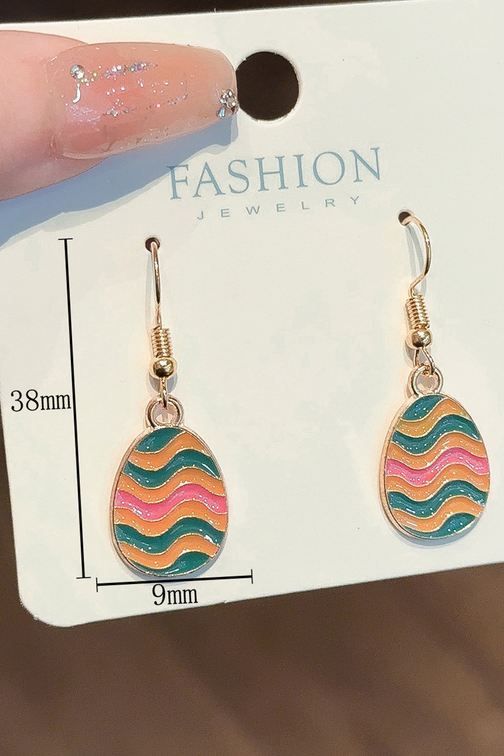 Orange Easter Egg Striped Alloy Drop Earrings Jewelry JT's Designer Fashion