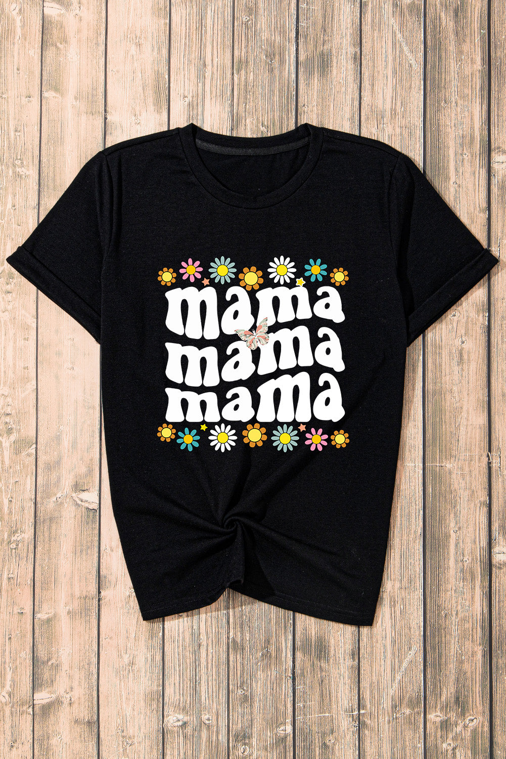 Black Floral mama Butterfly Graphic T Shirt Graphic Tees JT's Designer Fashion