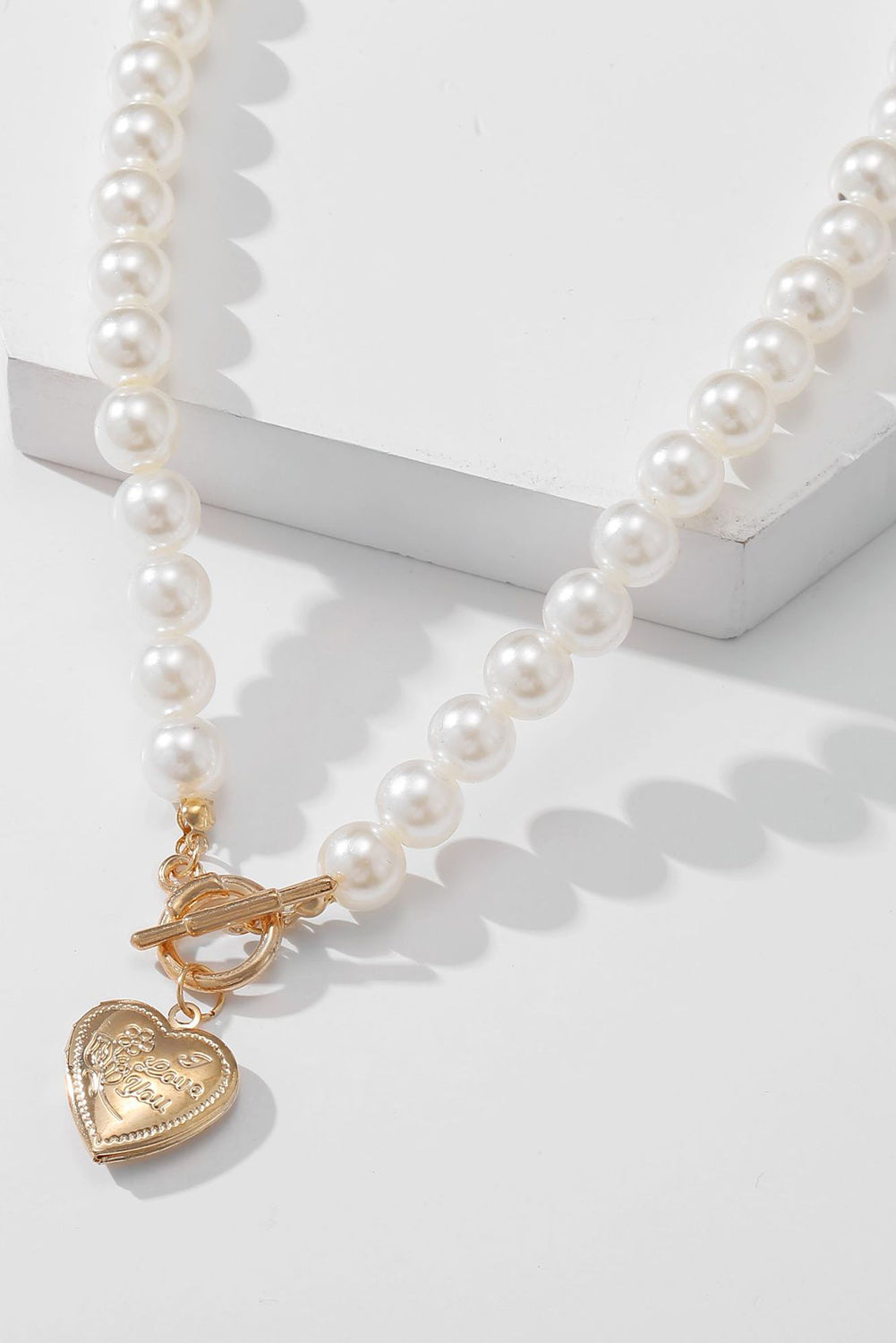 Gold Vintage Heart Pendant Pearl Choker Necklace Jewelry JT's Designer Fashion