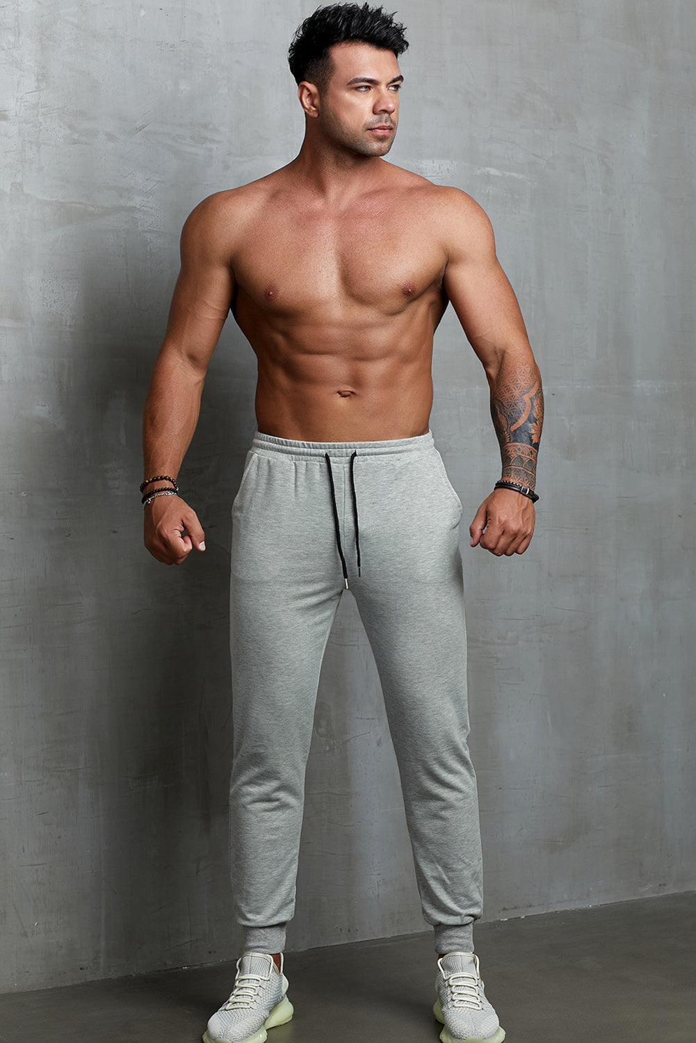 Gray Elastic Waist Men's Joggers Pants Men's Pants JT's Designer Fashion