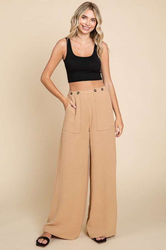 Culture Code Full Size High Waist Wide Leg Cargo Pants Iced Coffee pants JT's Designer Fashion