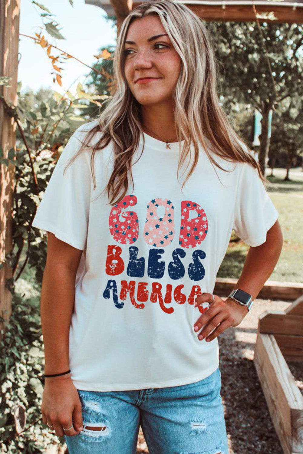 White God Bless America Graphic Tee Graphic Tees JT's Designer Fashion