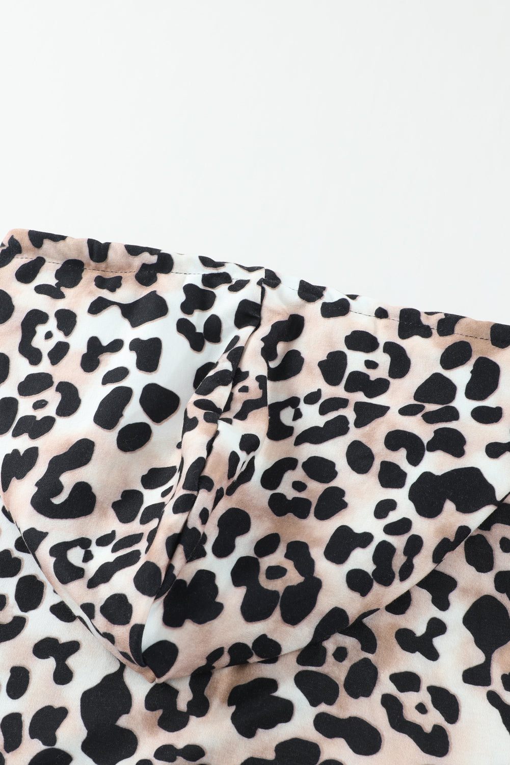 Black Leopard Splicing Kangaroo Pocket Drawstring Hoodie Sweatshirts & Hoodies JT's Designer Fashion
