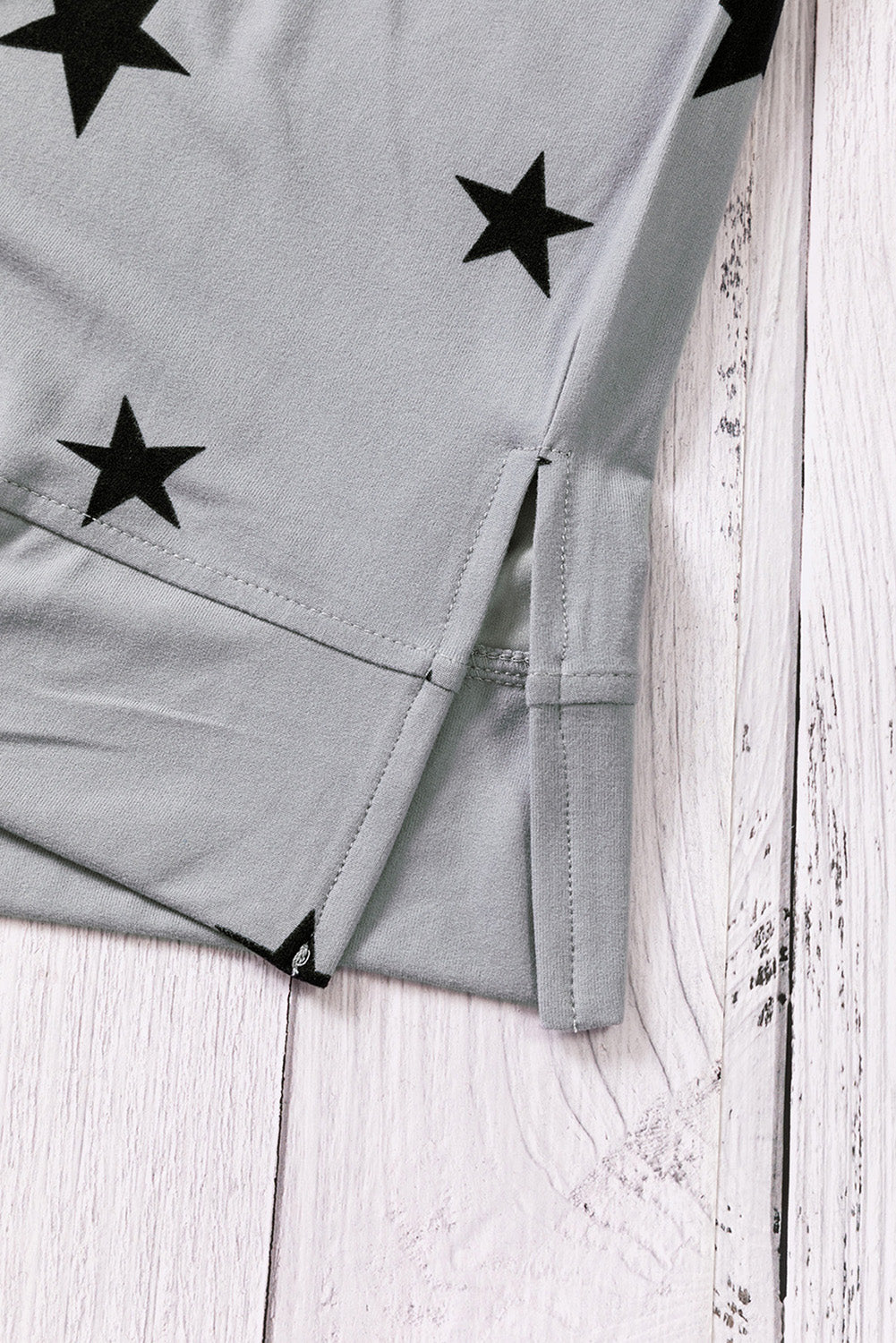 Gray Star Print Knit Tank with Slits Family T-shirts JT's Designer Fashion