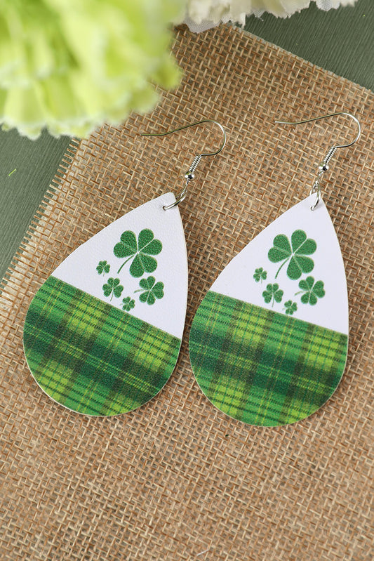 Green Clovers Plaid Patterns Earrings Jewelry JT's Designer Fashion