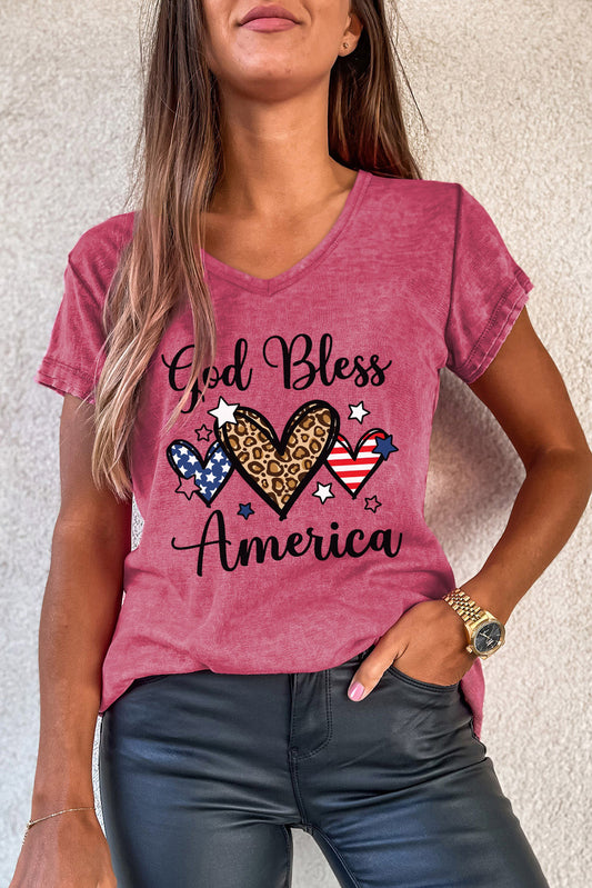 Rose God Blessed America Hearts Graphic Mineral Wash Tee Graphic Tees JT's Designer Fashion