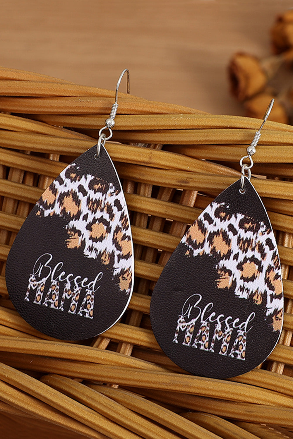 Black Blessed MAMA Leopard Earrings Jewelry JT's Designer Fashion