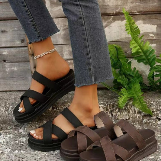 Crisscross Leather Flat Sandals Footwear JT's Designer Fashion