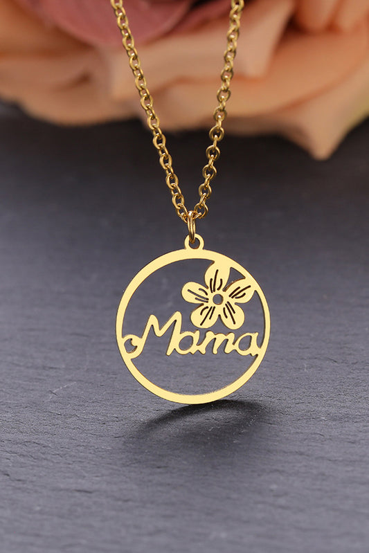 Gold Special Gift Floral Mama Letter Necklace