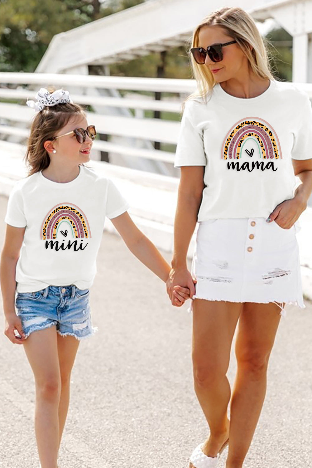 White Vintage Mama Rainbow Custom Gift T-shirt Family T-shirts JT's Designer Fashion