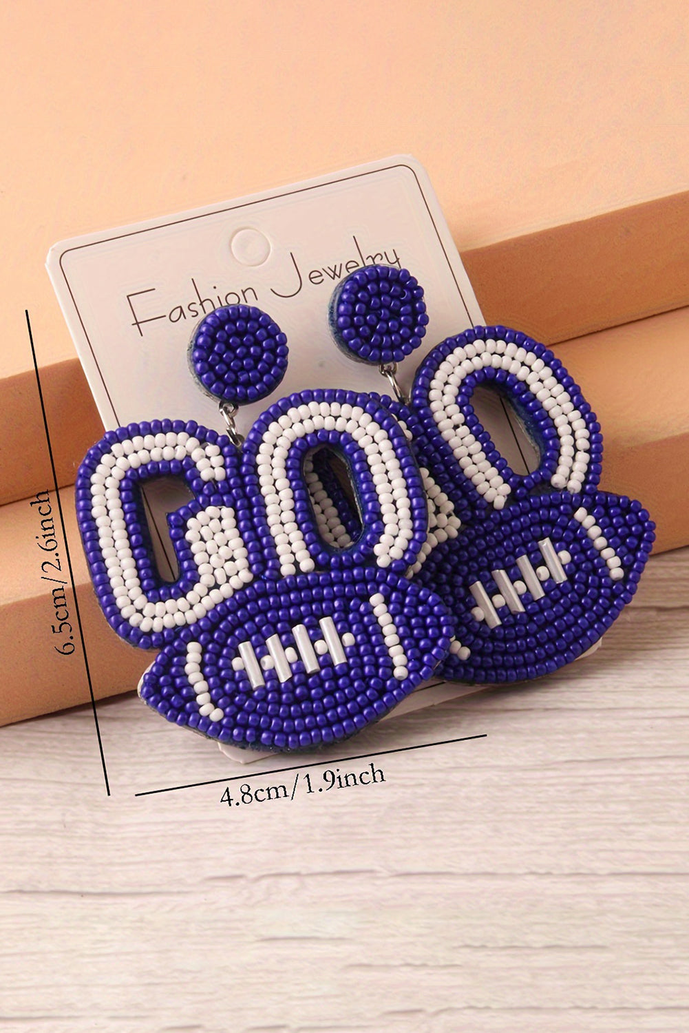 Bluing Beaded Go Football Earrings Jewelry JT's Designer Fashion