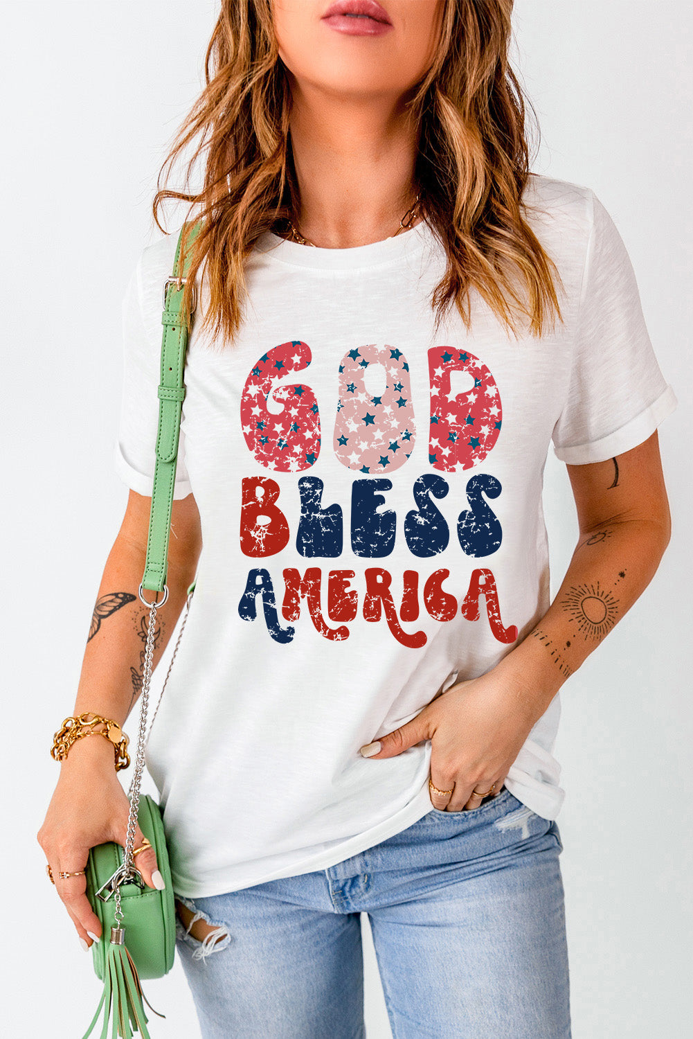 White God Bless America Graphic Tee Graphic Tees JT's Designer Fashion