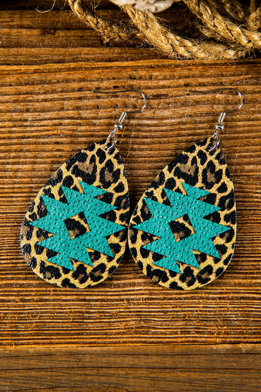 Brown Aztec Leopard Print Earrings Jewelry JT's Designer Fashion