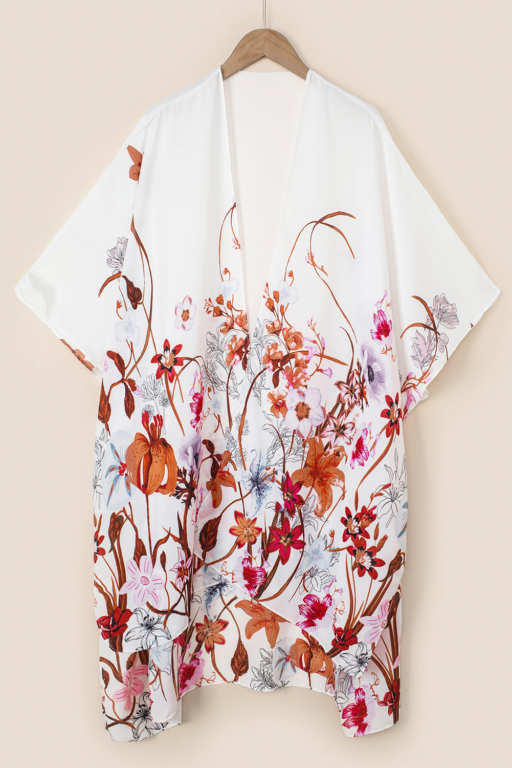 Multicolor Kimono Sleeve Floral Print Graceful Cover Up Kimonos JT's Designer Fashion