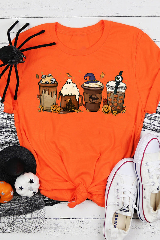 Orange Horror Coffee Pumpkin Spice Halloween Graphic Tee Graphic Tees JT's Designer Fashion